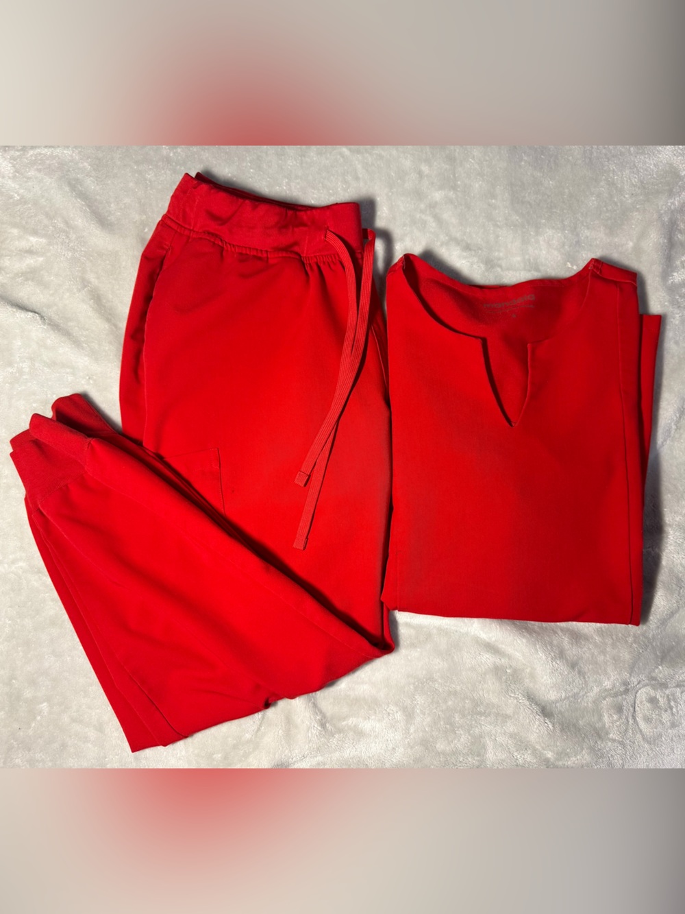 Red Two-Piece scrub Set - Bright Red Top & Joggers